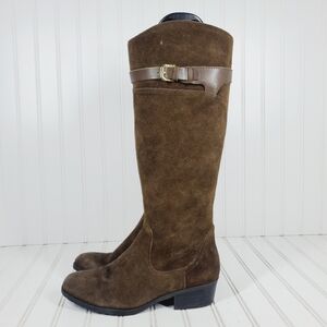 Audrey Brooke Abadore  Suede Full Zip  Knee High Riding  Boots C642